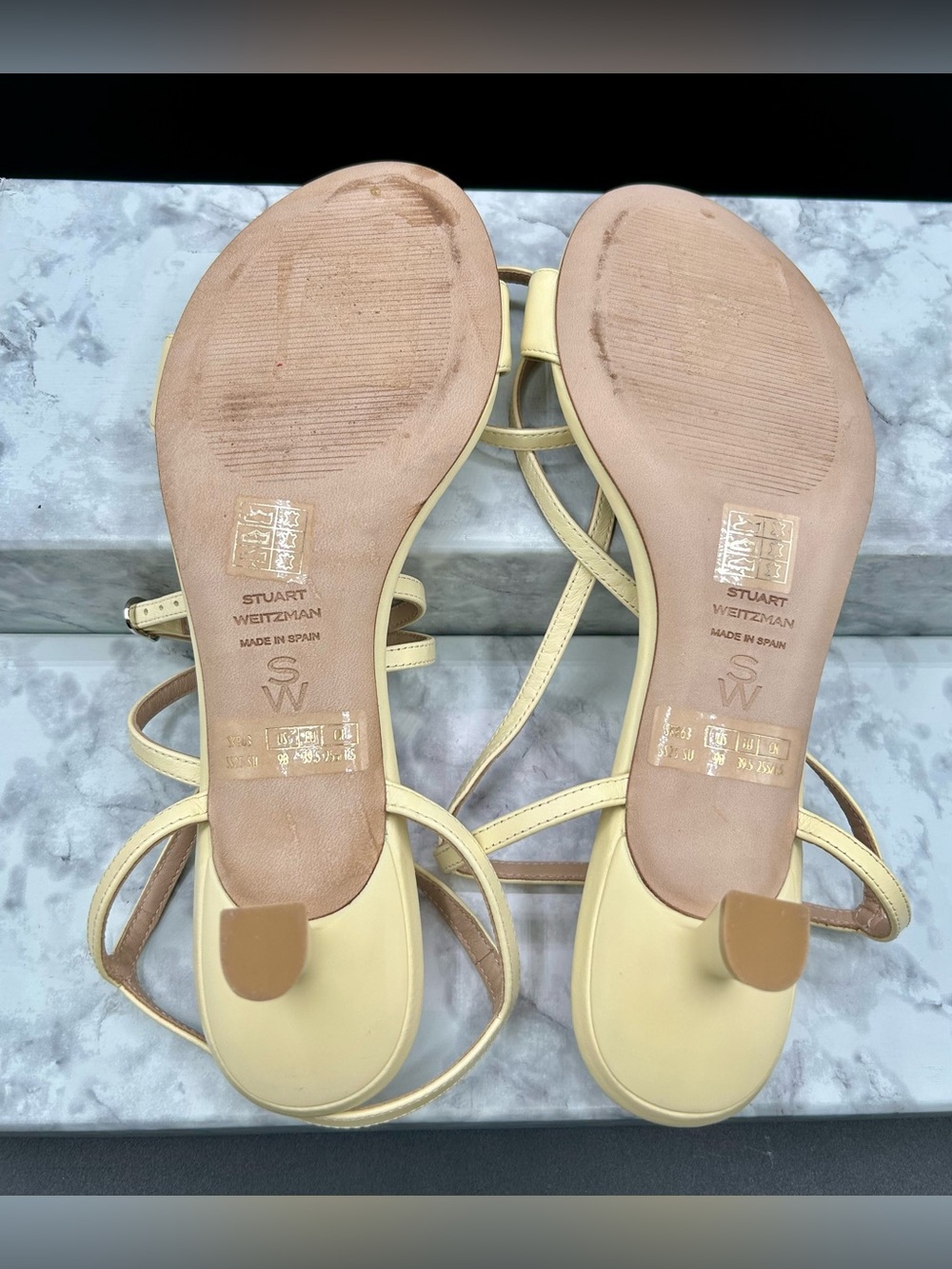 STUART WEITZMAN Nudist Wrap 50 Kitten Heel Leather Sandals Round-Toe. 9B - Picture 8 of 10